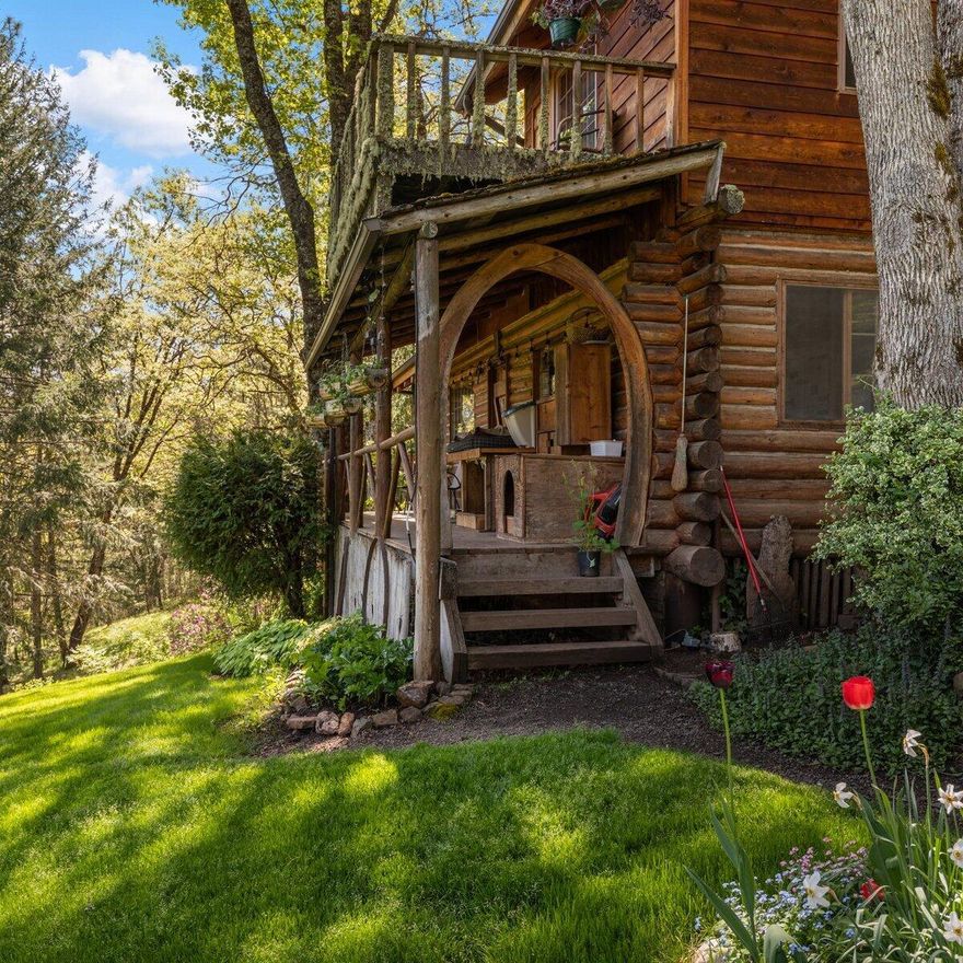 Nestled just 30 minutes from downtown Medford, Oakstar Homestead is a serene retreat at the end of the road. Set on approx. 100 acres with three tax lots, it boasts a beautiful main residence, three cozy cabins, and a bunkhouse. Surrounded by open meadows, woodlands, and six ponds, the property is a haven for wildlife. The main house features 2 beds/2 bath, stunning views, and quality craftsmanship. The spacious master suite includes custom flooring, while downstairs offers an open living area, custom kitchen, office, and half bath. Outside, a wrap-around deck, sauna, and plunge pool await. The cabins and bunkhouse provide private accommodations for guests or rental income. Off-grid living is made sustainable with hydro and solar power. Don't miss this rare opportunity—with owner carry options.