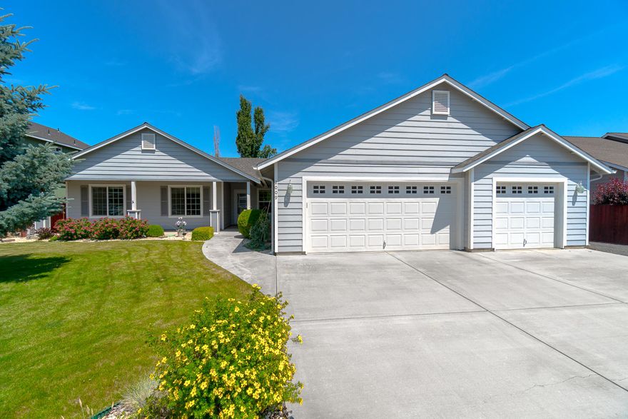 Situated in quiet NW Redmond, this home offers a Great Room plan vaulted ceilings & an open feel. With great curb appeal & a covered entry way, you'll step into a spacious living area w/a corner kitchen that looks out it all. Cozy gas burning fireplace in the corner, enough space for lg furniture & a reading nook too. Kitchen extends to dining w/breakfast bar seating, tons of cabinetry & counter space. Between the kitchen & garage is a huge mudroom that double as a walk in pantry or office plus washer & dryer. Master Suite is vaulted & extends out to an extended patio for quiet enjoyment. Dbl sinks, water closet & step in shower for convenience. 2 additional bedrooms & a full bath face the front of the home. The exterior has great curb appeal w/mature plantings & well cared for lawn. Great RV parking w/some amenities & space for toys. Triple garage w/work bench & storage. Gas forced air, A/C, fully fenced, auto sprinklers too! Don't miss - minutes to the Dry Canyon & downtown Redmond.