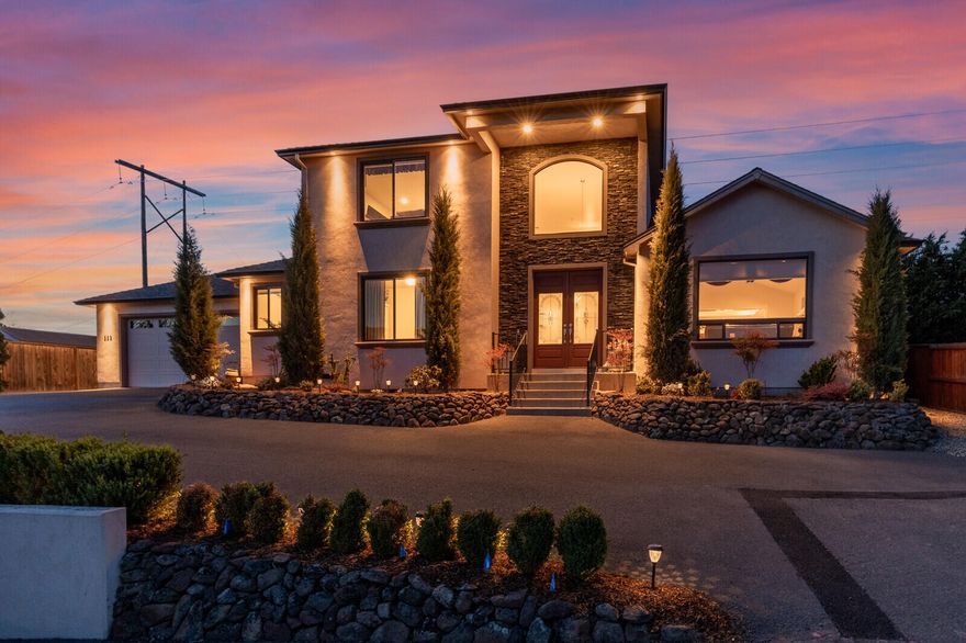 Mountains & valley views. 3,278 SF on .38 acre. 4 bd, 3 full ba, living rm w/vaulted ceiling, built-in cabinets, accent lighting, gas fireplace. Large kitchen w/pantry, stainless appliances, microwave drawer, granite countertops & island. Primary bdrm on main level w/walk-in closet, large shower w/2 shower heads, 6 ft soaker tub & floating vanity w/dual sinks, granite countertops & accent lighting.  Addtl bdrm, full bath & laundry rm on main level.  Upstairs 2 bdrms, full bath w/ dbl sinks & games area w/built-in beverage center w/sink, beverage fridge, pool table is included. Whole home Russound sound system includes; all components, 3 TV's & inside-outside speakers. There's 2 covered back patios.  Backyard w/ professional park-like landscaping; custom koi pond w/ cascading water features, garden area, 2 sheds, 2 gazebos w/ lights, celling fan, outdoor kitchen w/ BBQ, sink, beverage fridge, 7 person spa. Oversized, insulated, finished 2-car garage w/ cabinets. RV parking. 2 HVAC sys.