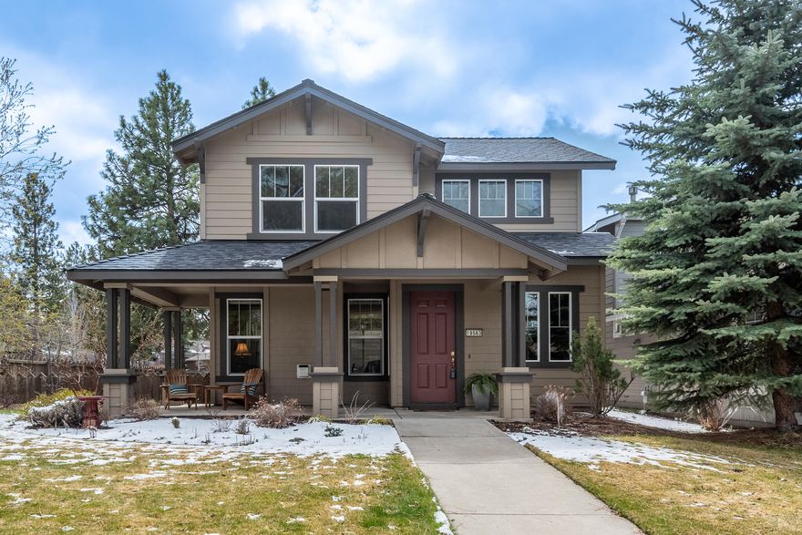 Don't miss out on the gem on a corner lot in the Parks! This home boasts a total of 1,950 square feet. 1,441 SF in the main home with a great room on the main level and 2 bedrooms located upstairs, each with their own private baths. The primary bedroom has a large bath and walk-in closet. Approximately 600 SF of separate living area or 3rd bedroom above garage with a closet, private bath, balcony and separate entrance. Alley access. Large park directly across the street with covered pavilion and the pool is juts a few short steps away.