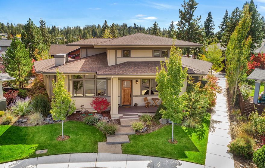 Located on a quiet cul-de-sac in NorthWest Crossing, this beautiful Prairie style home features exposed post & beam accents, knotty alder window & door trim and abundant windows in the main living space. The combined kitchen and dining area is anchored by an oversized kitchen island with granite countertops and direct access to the private, covered deck for outdoor dining and entertaining. For single level living, a spacious main level primary suite with extra tall ceilings includes backyard access, dual vanity and full tile shower. Located just off the living area is a dedicated office with built-in desk & storage. Upstairs, two large guest rooms and a full bath. Thoughtfully designed to include a fully fenced, private, courtyard style backyard complete with paver patio and lawn areas. Ideally situated across the street from access to the West Bend Trail and Sunset View Park yet within blocks of Compass Park & neighborhood amenities, this home offers everything you're seeking.