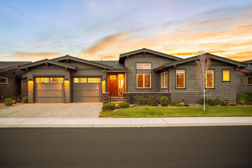 Welcome to your dream home in Tetherow, where breathtaking Cascade Mountain views and resort living await. Step inside this beautifully designed home, where luxury & livability are seamlessly woven together. The large light-filled great room flows into a chef's kitchen that is perfect for entertaining. The kitchen features a huge island and opens to the dining space, while a spacious covered deck with a gas fireplace creates a perfect space for year-round enjoyment. The main level primary suite includes a private deck, oversized closet, & a spa-like bathroom. Also on the main level are 2 more ensuite bedrooms + an office making this home truly single level living. Downstairs features a huge bonus room accompanied by two bedrooms + two additional full bathrooms - perfect for guests or extended family. Tetherow offers world-class amenities including a golf course, clubhouse, pool, gym, & restaurants. This turnkey home combines luxury finishes, and a warm, inviting atmosphere.