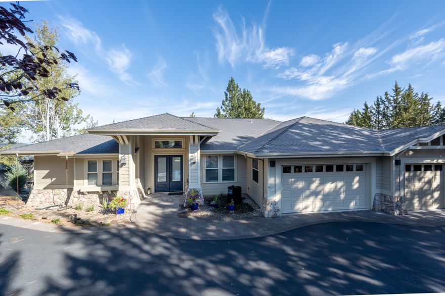 Stunning updates and remodeling has created beautiful design blending  contemporary with traditional  in this SINGLE level Awbrey Butte home. The spacious Great Room with new Cumaru floors has gas fireplace and abundant windows showcasing  lovely vistas of Mt. Jefferson, Hood , Broken Top and more.  A large deck off LR and kitchen is great for relaxing and entertaining
The new Chef's kitchen has quartz counters, high end appliances, large island. Enjoy the sunrise from the eating nook. Large Dining room provides more entertaining space. This warm and inviting floor plan has good separation of bedrooms. Wake up to mountian views from Primary Ensuite. Curbless shower, soaking tub, radiant floor heat. A 3 car expoxy coated garage and massive storage under the home allows for plenty of room for your toys.   Tons of updates have been done with attention to quality and style,