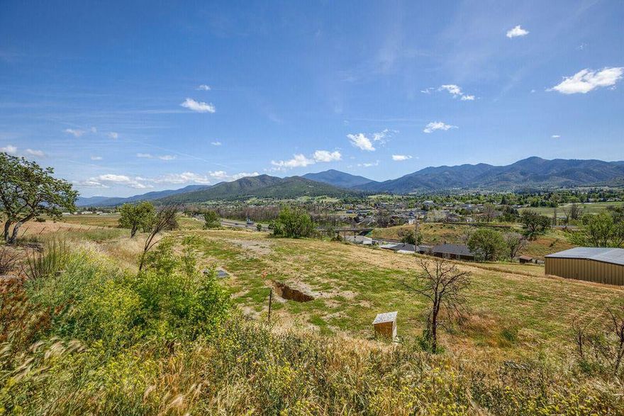 Build your dream home on 3.23 acres with panoramic views stretching across Talent and Ashland—yet you're only minutes from dining, shopping, and downtown conveniences. The property features two generous flat pads, a strong 15 GPM well, room for a shop or animals, and RR-5 zoning with septic approval. Utilities are already installed!