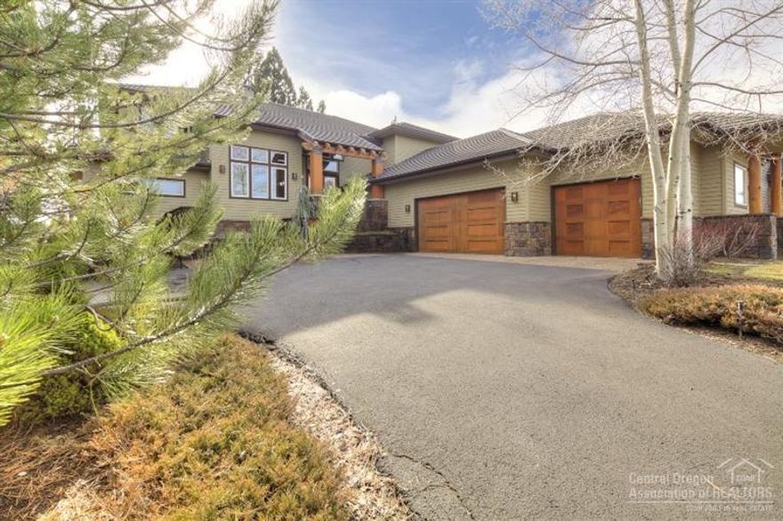 Enjoy stunning views of the Cascade Mountains & Broken Top golf course views from this home overlooking the 13th teebox & fairway. Both comfortable & elegant, the home features an open great room w/lots of windows, wood flooring & high wood paneled ceilings. Delightful den, spacious kitchen, 2 built-in bars, 3 fireplaces & 2nd master suite down. Expansive deck partially covered & faces south & west. Great laundry/mudroom & oversized 3-car garage provides lots of storage. Gated community close to everything.