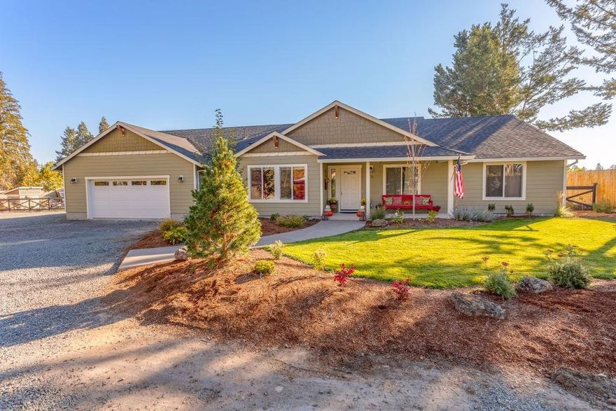 Affordable luxury on the outskirts of Medford! Built in 2017, this open concept, single level 2686 sq ft home features 4 bed, 2.5 bath plus office. The secluded master suite has vaulted ceilings, large walk-in closet, full bath with heated floors, tile shower, soaking tub and dual vanity. The dream kitchen features stainless steel appliances, huge center island, double oven and quartz counters. The open concept living with vaulted ceilings make the interior a must see. The outdoor entertainment area features a huge concrete patio, sprayed in gunite swimming pool (with waterfall), hot tub, large fire-pit, in ground sprinkler system, large garden area and great she-shed/storage shop. All of this on a private road, a secluded flag lot and backing to 40 acres of non-buildable horse pasture! RV parking and hookups plus room for 12+/- vehicles makes this property a must tour. Seller is licensed RE broker.