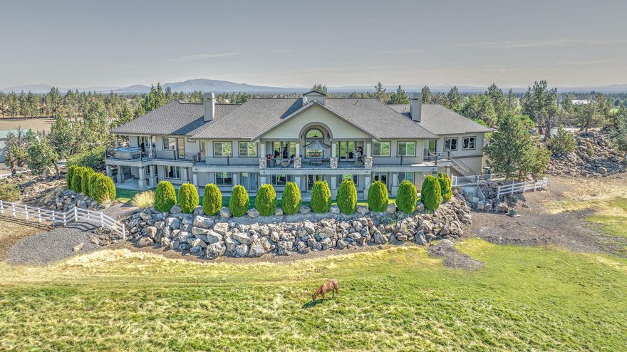 This Central Oregon equestrian property for sale is a sure stunner! Located just outside of Bend, Oregon, this property features everything you could want in a horse property. The custom built home features 5,261 square feet with an open floor plan and high end finishes throughout. With 4 bedrooms, 3.5 bathrooms, a wine cellar, gym, bar room, amazing Cascade Mountain views and so much more! The equestrian facilitates feature an indoor arena, 96x200 outdoor arena, round pen, 4 stall barn with 2 tack rooms, wash rack, bathroom, and large 2 bedroom/1 bathroom apartment, perfect for a horse trainer or ranch hand. In addition, the property includes 2 shops, plenty of hay storage, and 8.66 acres of COID irrigation. This is what cowgirl dreams are made of! 
Looking for more acreage? Check out MLS 220152016 which includes an additional 37.47 acre buildable lot (with power and well already in place). Or just buy the 37.47 acre lot to build your dream home (MLS 220152076).