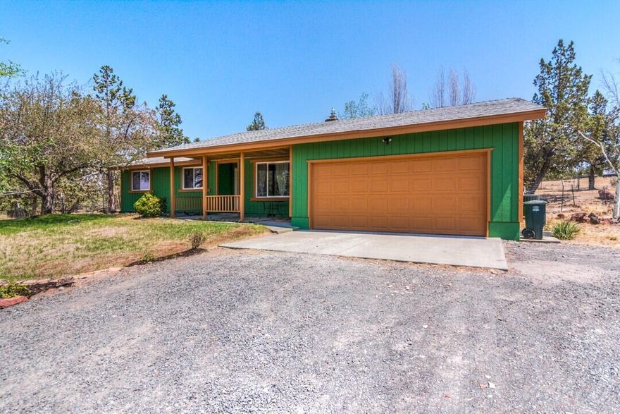 Highly desirable  Madras Ranchos neighborhood home with 3 beds/2 baths, including a living room and family room. Private setting as home sits away from road on 2.6 acres. The property is mostly fenced and ready for animals. Forced air furnace and heat pump to keep you cool in the summer and warm in the winter, in addition to a wood stove insert.  Newer vinyl windows for energy efficiency. The acreage gives you many options for livability and expansion, including room for a shop. You'll love the quiet and peaceful area and the deer that frequent the property. Washer/Dryer and all appliances are included. Make your appointment to see today!