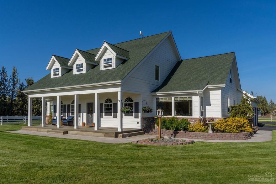 Let this dreamy Tumalo hobby farm allow you to create, entertain, work the land or relax, sited upon nearly 5 idyllic Ac (2.5 irrigated), w/ sweeping Cascade views & 2 quaint irrigation ponds. The barn holds 4 stalls, heated storage & tack room, dry lot, 3 acre pasture fenced w/ 3 rail fencing, in ground irrigation, & RV hookup. Also, a stand alone chicken coop. Inside, find a chef's kitchen w/ Dakor appliances, breakfast nook w/ views galore & a dry bar. Wide entry ways for easy flow into Lg Dining, Living & Family Rms. Gorgeous stacked rock Xtraordinare FP. Wake up to the Cascades every morning in a luxurious Master. Convenient Mud Rm/Laundry Rm just off the attached 3 car garage w/ storage. Farmhouse charm w/ modern conveniences like Central Vac & A/C. Upstairs: 2nd master w/ adjacent bonus space perfect for a nursery, office or hobbies. 2 more Lg bedrooms w/ jack & jill bath & office which leads to a sprawling Bonus Rm. Wonderful outdoor living w/ privacy & space to entertain.