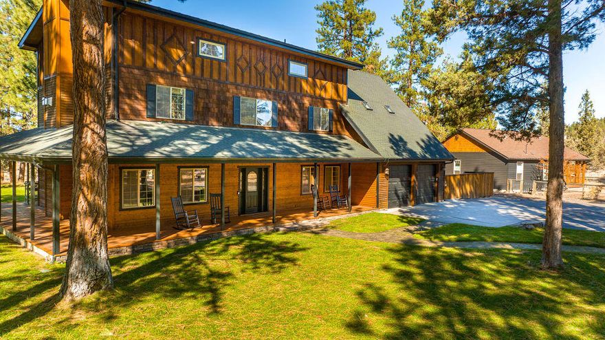 Farm in the City! Classic farmhouse on 9+acres in prime Sisters Country. 4052sf, 5 bed / 3 bath. Wrap around country porch leading to inviting entry. Standout farmhouse features include, stone fireplace, rustic hardwood flooring & hickory cabinets. Must see unattached 1360 sf, 3bd/2bath guest quarters. Barn w/recent upgrades to heating, LED lighting & extensive bird abatement. 3 (12x12) matted stalls w/runs. 5 Paddocks, Newly built cedar run-in shelters w/metal roofs. Fenced & cross fenced for optimal use of space. 100x200 outdoor arena w/sand footing, LED lighting & covered viewing area. 60ft round pen w/sand footing. 4 horse electric hot walker. Frost free spigots throughout property. 14x40 RV heated storage area w/cement floor and 12 ft rollup door. Adjoining tack room w/saddle, bridle, blanket racks included. Hay/loafing shed w/newly graveled trailer parking area and greenhouse. Gated w/long paved circular driveway all within approx. 1/2 mile to downtown Sisters.