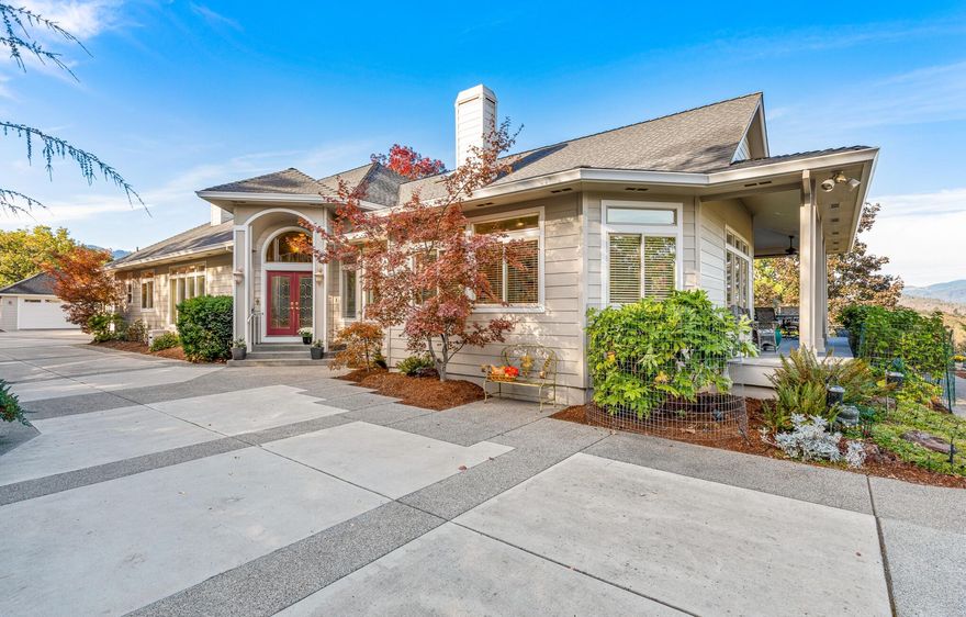 Enjoy beautiful views & peaceful country living on this gated 8.87 acre property that is less than 10 mins from town. So much thought & care was put into constructing this custom 3,835 sq ft home. Soaring vaulted ceilings, lots of natural light, oak hardwood, tile & stone floors, & ample built-in storage are just some of the amazing touches you will find in almost every room. With 4 bedrooms, an office/studio & 3 ½ bathrooms, there is plenty of room for everyone! Relaxing in the outdoors & taking in the beautiful views can be enjoyed from 3 separate deck areas & paved walking paths. There is plenty of space for vehicles, toys & hobbies with 4 garage spaces, an RV/boat storage area, a heated workshop, & a garden shed. The home is on solid ground w/ the cassion & grade beam foundation & is energy efficient w/ a geothermal HVAC system & solar panels. TID irrigation is also available. There is too much to mention here! See attached amenities list for all this amazing property has to offer.