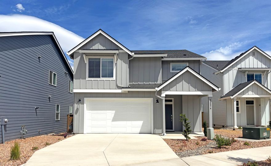 Below-market rate incentive available when financing with preferred lender. 
Welcome to Acadia Pointe, a premier Lennar community in NE Bend. Discover the ''Cypress' floorplan, a stunning two-story home designed with a farmhouse exterior and an open-concept interior. 3 bedroom and large loft on 2nd floor. Step into the spacious great room, featuring a cozy gas fireplace that seamlessly integrates with the contemporary kitchen and dining area. Quartz countertops adorn the kitchen and bathrooms. Additional features include stainless appliances in the kitchen with a gas range, microwave, and dishwasher, fridge,  washer and dryer, blinds, central AC, gas furnace, tankless hot water heater -  backyard fencing, front yard xeriscape landscaping with drip irrigation system. Please note that the pictures provided are of another house of same plan and not the actual home. Home to be completed July 2025. Taxes not yet assessed. Contact us for more details and to schedule a tour! Homesite #62