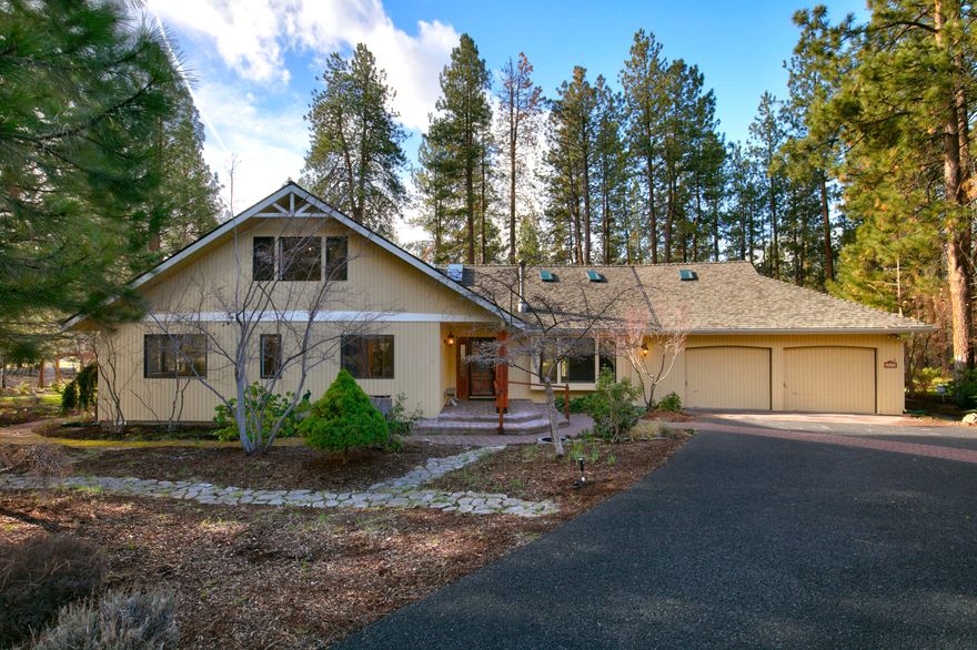 Rare opportunity! 1.6 acres and bordering Deschutes National Forest, this recently updated home is located in the coveted neighborhood of Sage Meadow minutes from downtown Sisters. This mostly single level home is perfect for outdoor entertaining with a large back deck, water feature, meticulously maintained yards and gardens. Enjoy days and nights surrounded by the forest in your own private sanctuary. This home features four bedrooms with three being on the first floor (including primary), large kitchen with new stainless-steel appliances open to the great room with propane fireplace, family room with new wood stove, dining room, laundry room and hot tub/spa room. Upstairs, you'll find another large primary suite plus an additional flex space. New roof, new carpet and fresh interior paint throughout. Come see this special property today!