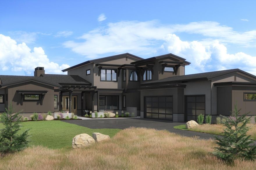 High desert landscape, Cascade Mountain views and the big Bend sky are just a few natural elements to be enjoyed from back of this new NW Contemporary home in Tartan Druim. Situated on a half acre, this 3,967 sf luxury home features an open great room floor plan w/vaulted ceilings, gourmet kitchen, primary, guest suite, and office on the main level with 2 additional en-suites and a bonus room upstairs.  Additional features include exposed beams, custom cabinetry, rich woods, solid surfaces, designer tile, high end appliances, built in fridge, A/C and a 3 car garage. Set in Tetherow & bordering the Deschutes National Forest, Tartan Druim offers direct access to Phil's Trail & is conveniently located on Bend's West side. The neighborhood park, Tartan Place, features 3 acres of grass, bocce ball courts, firepit, & more. The resort community of Tetherow offers owners access to 2 swimming pools, fitness classes, restaurants, golf & more.