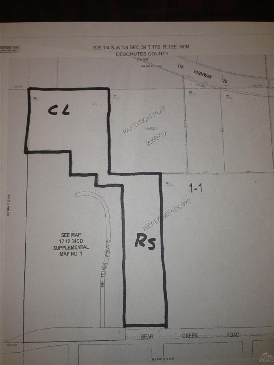 24 ft easement behind Smolich Motors to Hwy 20. 3 water and sewer connections to property. 4 Acres of CL/CG property west of Smolich Motors then 4 acres of RS which connects to Bear Creek Rd. all in one tax lot.