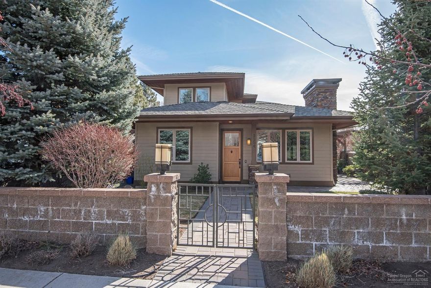 Incredible location centrally located between downtown Bend, Newport and Galveston Avenues allowing easy walking to everything in Bend's core area. This home offers a private setting and feeling with extensive paver patios, built in water feature all surrounded by lush plantings. The interior has the master bedroom on the main level along with the 4th bedroom/den. Upstairs has 2 additional bedrooms, open loft area with built in desk and adjacent roof top outdoor deck. There is abundant storage throughout the home.