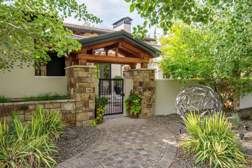 This a rare opportunity to own a recently updated custom home in the Estates at Pronghorn, in a private environment surrounded by mature landscaping. The property boasts six outdoor areas, including one featuring a wood-burning fireplace and another with a fire pit. Upon entering this exquisitely constructed residence, you are greeted by a spacious, light-filled great room adorned with high ceilings, wood beams, solid wood-trimmed windows, and a cozy wood-burning fireplace that fosters an elegant yet warm atmosphere. The thoughtful design emphasizes primarily main-level living, offering separated bedrooms, including a private guest casita off the courtyard, ideal for hosting family and friends. Take advantage of athletic facilities, pools, pickleball courts, and renowned Pronghorn Golf courses, or a leisurely walk to the nearby dog park. With the generational membership included (valued at $115,000.), this is an exceptional home to create lasting memories.