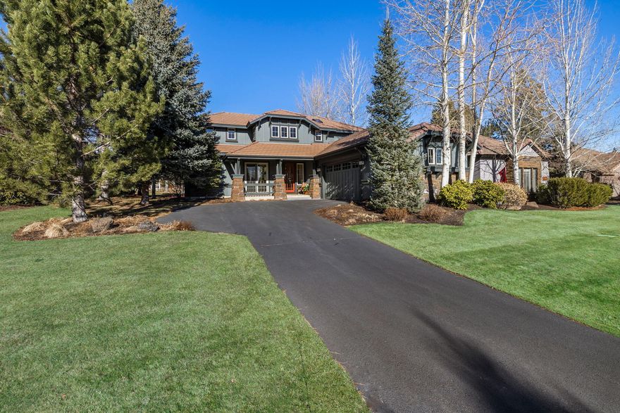 Covered front porch of this charming Broken Top home, leads into invitingly bright & spacious great room, w/ soaring vaulted ceilings, hardwood flooring, gas fireplace and large windows overlooking the creek and evergreens in landscaped backyard.  The light filled, well equipped kitchen, brkfast bar and dining area also enjoy creekside views & access to covered patio, perfect for outdoor entertaining or pure relaxation. Tranquil main level primary suite and an office w/ access to covered patio complete the main living area.  A second level guest retreat awaits w/ family room, a junior primary full en'suite and a third guest room adj. to another full bath. This ideally located property offers the carefree lifestyle of the Fall Creek neighborhood w/in Broken Top that provides landscape maint., leaving you free to enjoy gourmet meals at the Broken Top Restaurant, miles of community walking paths, park & lakes. Optional club memberships inc. golf, tennis, pickleball, pool, fitness center.