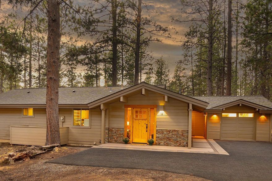 Welcome to this beautifully remodeled Sunriver cabin, a tranquil retreat in the heart of Central Oregon's great outdoors. This single-story gem offers 1,798 sq. ft. of open flow living space, featuring 3 spacious bedrooms, including 2 luxurious suites, and 3.5 bathrooms. Natural light streams in through large windows, highlighting the gorgeous wood and stone elements and vaulted ceilings. Enjoy the chef's kitchen outfitted with granite countertops, stainless steel appliances and breakfast bar. Relax in 2 inviting living areas or step outside to the private back deck, complete with a hot tub, perfect for unwinding after a day of adventure. The property offers a single car garage, ample parking and is ideally located near Ft. Rock Park and the bike path. This lovingly maintained second home has updates like a newer furnace, water heater, roof, windows, and doors, ensuring comfort and convenience and is sold furnished. Don't miss the opportunity to make this serene sanctuary your own!