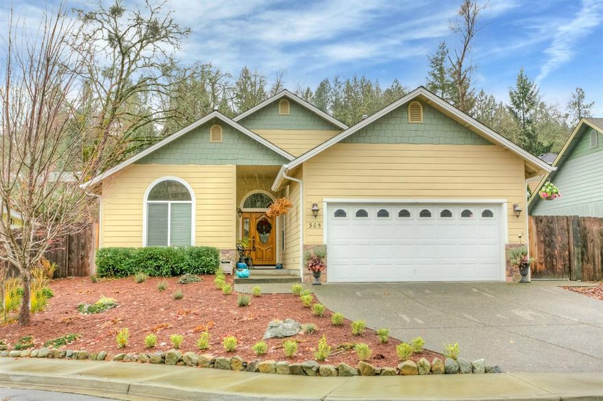 This beautiful home is better than NEW! New landscaping front & back, New sprinkler system, New Pergola, New upgraded lights above eating bar! Built by Kirk Chapman in 2005, quality construction plus upgraded features such as corner gas fireplace, eating bar, granite counters w/rough edges, cherry cabinets & hardwood floors, crown molding, ambiance lighting at ceiling in LR, formal dining room make this 1550 SF home a Rare Jewel! The oversized .29 acre lot is fenced 8-10 ft within the property line! You will fall in love the moment you enter!