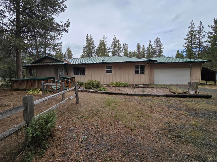 Discover comfort and convenience in this single-level ranch set on nearly an acre just minutes from La Pine State Park. This 3-bedroom, 2-bath, 1,542 sq ft home offers a bright, open floor plan with excellent separation between the primary suite and guest bedrooms. The comfortable kitchen flows into the living and dining areas, perfect for gatherings. Enjoy the outdoors year-round from the covered back deck overlooking the private, treed yard. A 2-car attached garage provides storage and parking, while the large lot offers space for gardening, hobbies, or simply relaxing. Ideally located to enjoy Central Oregon's recreation, trails, and beauty.