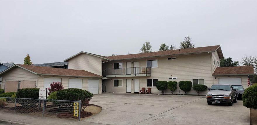 Well maintained and fully occupied 4 plex with good rental history. Each unit is a single level, 2 bedroom, 1 bath, and 960 sq ft. Units include refrigerator, range/oven, dishwasher, washer/dryer, heat pump, and a separate one car garage. Located in the city school district, close to shopping, the hospital, and Rogue Community College.