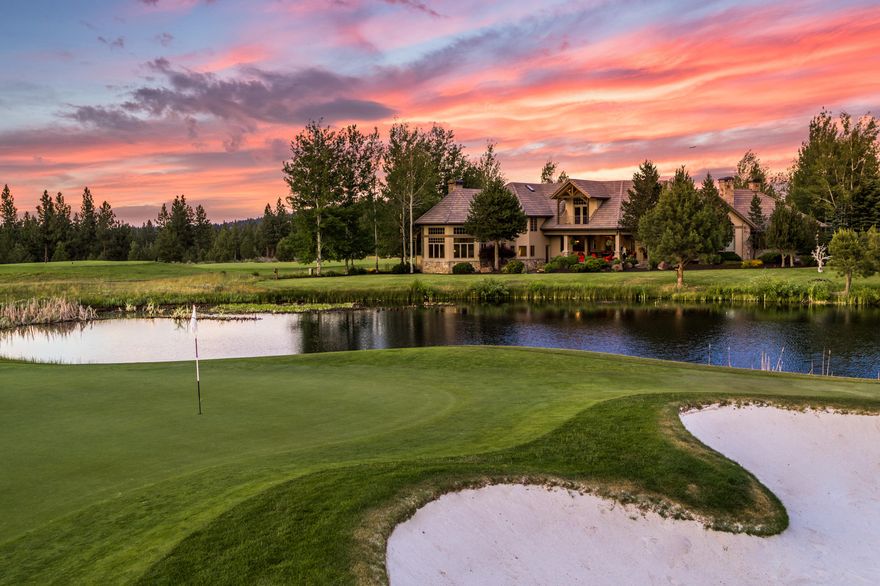 Within the gated community of Broken Top, this magnificent home overlooks the glistening pond & emerald green golf course to breathtaking views of the Cascade Mountains.  Created by premier luxury builder Norman Building & Design, the spectacular living space is accented by cathedral ceilings & massive windows overlooking the views. Great room flows seamlessly into dining room w/coffered ceilings, gourmet kitchen & breakfast nook overlooking the views. Covered outdoor spaces are perfect for enjoying the incredible setting. Main level owner's suite inc. mountain view patio & spa-like bath.  Elegant office provides retreat to work & unwind w/ fireplace, paneled ceiling & library shelving.  Second master & 2 addt bedrooms, each w/ baths, wet-bars, fridge & balconies. Entertaining options inc. family room w/ wet bar, wine room, fireplace & a canoe! State of the art theatre room by acclaimed architect David McNiven, bonus & exercise rooms. Live & entertain surrounded by comfortable elegance