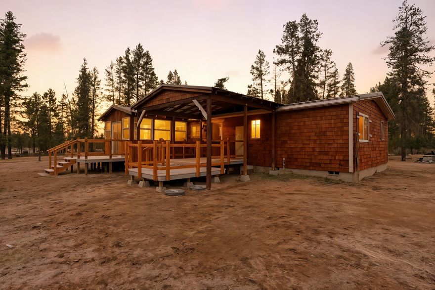 Freshly renovated 2-bedroom 2-bathroom home on a wooded 4.5-acre, corner lot in Antelope Meadows with a huge, detached garage and workshop area. This newly renovated home sits directly across the street from acres and acres of BLM land, making this an excellent opportunity to set up for horses or recreational fun, fun, fun!