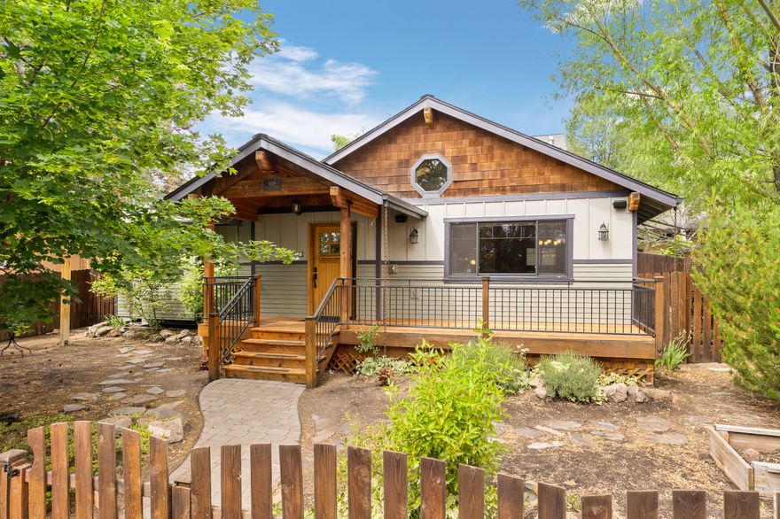 Downtown renovated 2052 SF home plus a 768 SF guest quarters above the detached garage, just a few blocks from Drake Park and Newport Market. Main home is a charming bungalow with a large great room, white oak wood floors, floor to ceiling rock accent gas fireplace, vaulted tongue and groove ceiling and knotty alder cabinets in the kitchen.  Large primary suite on the main level with a gas fireplace, bathroom with a soaking tub, tiled shower and a walk-in closet. Downstairs is a guest bedroom, full bath and a flex space perfect for a media room or an office. Main house has forced air heat and AC.   Detached oversize 2 car garage with alley entrance.  Guest quarters above the garage has 2 bedrooms, 1 bath, wet bar with dishwasher and refrigerator, gas fireplace, ductless heating and AC, ceiling fans and W/D.  Front and back yards are fenced.   New Exterior Paint.  NO HOA or CCRs.