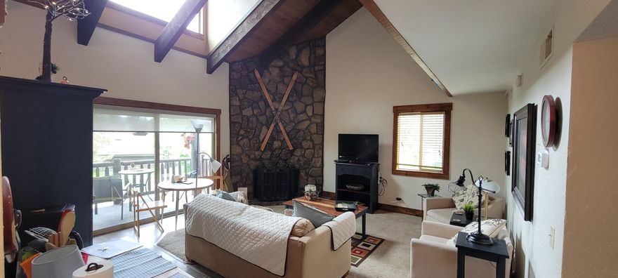 Top floor beautifully furnished condo in the heart of Sunriver Resort!  Enjoy all that the resort has to offer in a great close in location, a short distance to the village, spa, lodge, the golf course and conference centers with ample parking and an interior entrance for added security. Inside has a floor to ceiling log burning fireplace, vaulted ceilings, large windows, 1 bedroom with 2 baths and is incredibly well maintained. This is a great way to own in Sunriver and enjoy all of the amenities including golfing, the marina and river, the airport, observatory and SHARC water park,  Enjoy 40 miles of paved bike paths and an abundance of restaurants, pools, tennis and pickle ball courts and access to Fort Rock Park.  All furnishings, fixtures and equipment included in the sale as well as 20 SHARC passes!