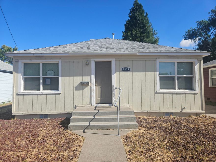 This 2 bedroom home is located in Mills Addition. Nice sized living room with an entertainment center. There is a dining room off the kitchen. It has vinyl windows. Fenced backyard and a large 320 sq. ft. shed with concrete floor that was once a garage.