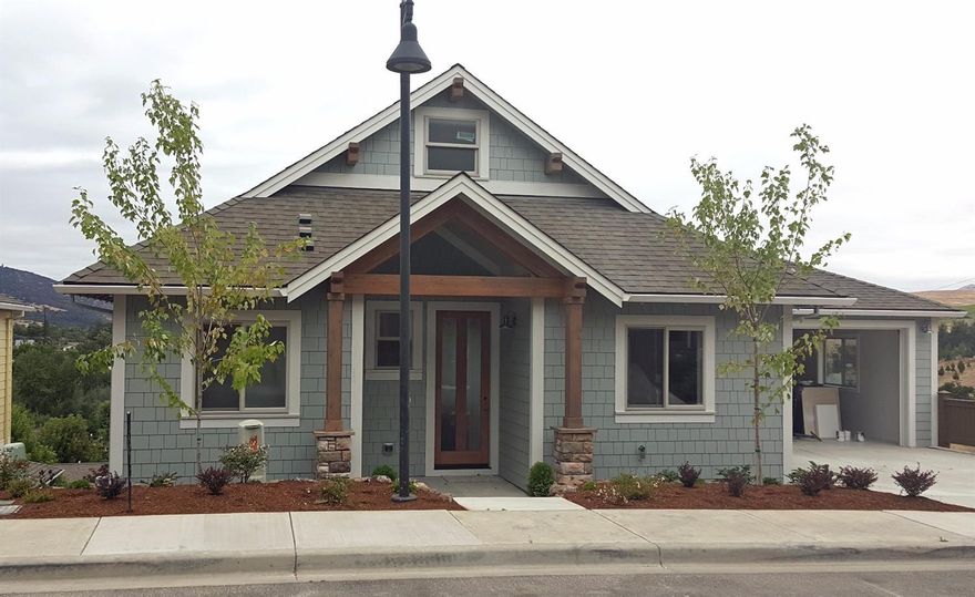 Lovely New Ashland View Home! This beautifully planned, carefully constructed, Earth Advantage Certified home features expansive living areas and gas fireplace, hardwood flooring, well-designed kitchen with Energy Star stainless appliances and quartz counters, main-level master suite, superior amenities and light-filled spaces to soak in the nice views. A separate guest floor includes large family room, two additional bedrooms and bath, lots of light and good views. In addition to the downstairs laundry, upstairs powder room is plumbed to accommodate stacked washer/dryer. Double-car attached garage, super amenities and a truly wonderful location! Solar ready with conduits & roof space for solar panels. Meadowbrook Park at North Mountain is Ashland's All-Ages Destination Neighborhood, offering a wonderful blend of single family residences, townhomes, condominiums and mixed-use commercial opportunities. Come see what makes this among Ashland's most popular neighborhoods!