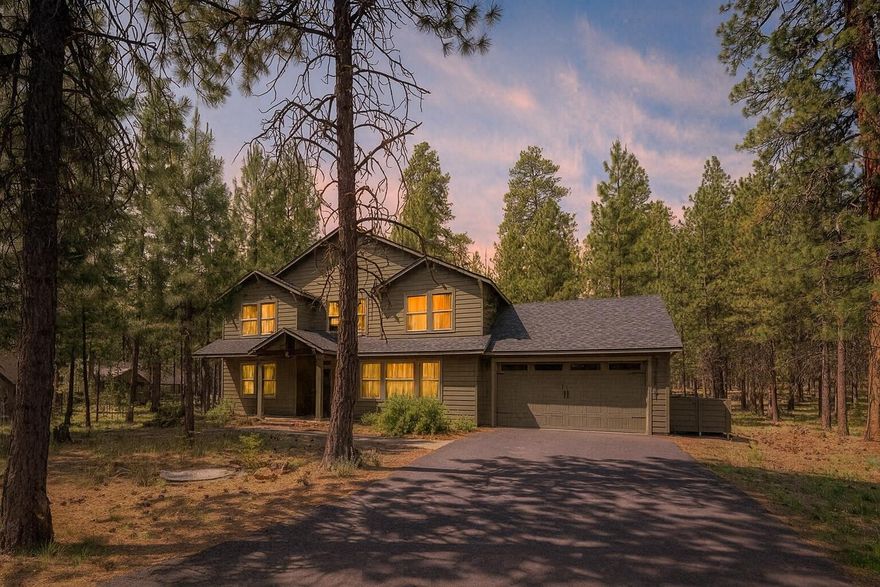 Tucked in a quiet, wooded setting in beautiful Black Butte Ranch, this spacious 6-bedroom, 5-bath home offers the perfect blend of comfort, privacy, and resort living. Just a short distance from the Glaze Meadow Rec Center, the home features an open great room with high ceilings, abundant natural light, and a cozy fireplace. Home includes a generous primary suite, functional kitchen, secondary primary suite on the main, separate dining room, walk-in pantry, laundry, additional living space upstairs, oversized 2-car garage, and a large back deck—ideal for outdoor dining and relaxing among the pines. Enjoy access to Black Butte Ranch's world-class amenities including pools, golf, tennis, pickleball, trails, dining, and more. Located just minutes from the vibrant town of Sisters, this newer home is a rare opportunity, and is ready to be enjoyed year round or as your high desert retreat.