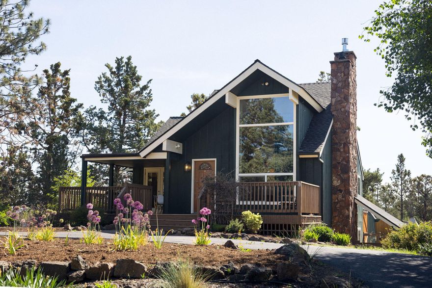 This recently updated westside home, in highly sought after Sunset neighborhood, lives large, featuring 3 bedrooms, 2 bathrooms, 1 office, bonus room, potential second lofted office or 4th bedroom. The kitchen updates include quartz counter tops, counter to ceiling tile backsplash, stainless steel appliances. Open living area boasts high vaulted ceilings, expansive windows, with peek-a-boo Mountain View's from loft area. Brand new roof 2025.  Located in a park like setting, this small acreage lot offers the freedom of space with  convenience of being close to town, 1 mile to the entrance to Tumalo State Park and the Deschutes River. 1/2 mile to North Star Elementary. The partially fenced and landscaped yard allows for plenty storage.