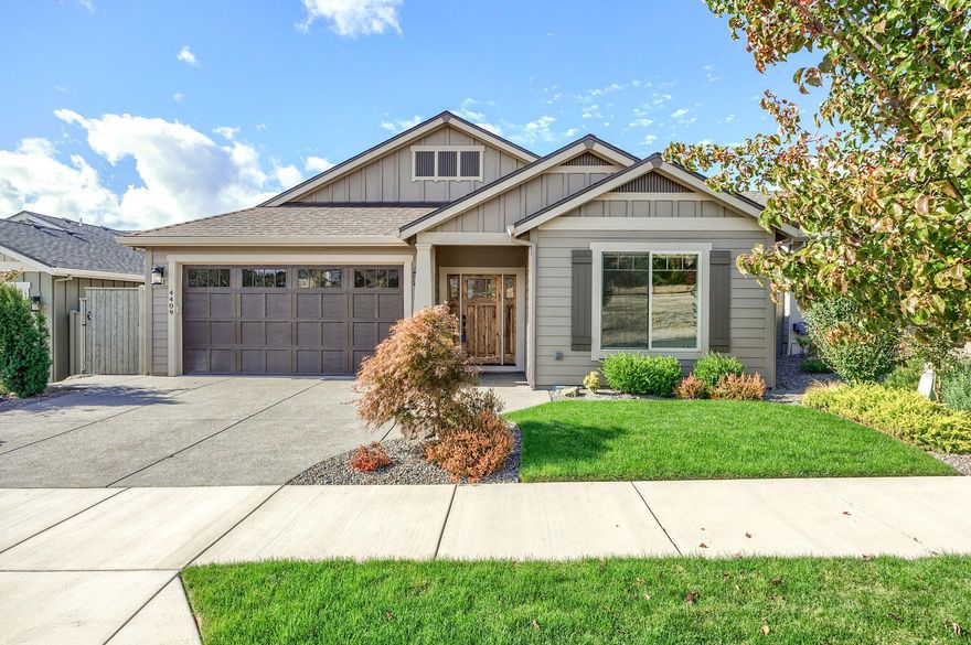Gorgeous mountain views from this home located in the Silver Oaks 55+ community in East Medford.  This well maintained, craftsman style home was built by Mahar Homes and features:  Vaulted ceilings with a corner gas fireplace.  Hardwood floors in the main living areas.  Spacious kitchen with views from the large kitchen window.  Split bedrooms.  Nice master suite with views.  Tile showers and floors in the bathrooms and laundry.  Covered back patio and well kept landscaping.  Certified Earth Advantage Platinum for energy efficiency and reduced utility costs.  Refrigerator, washer and dryer are included.