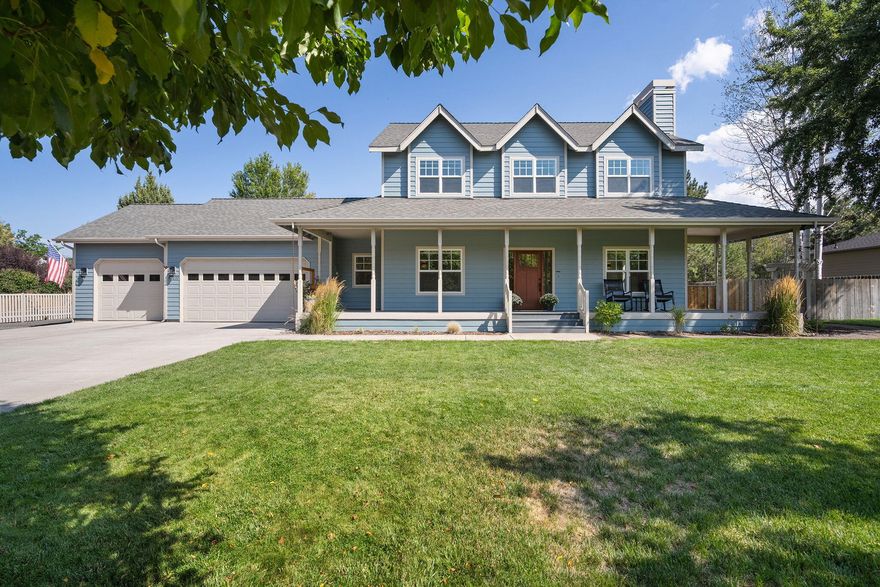 Move-in ready, 1996-built home with many upgrades on half acre! Multi-generational studio with private entrance, kitchenette, full bath, large walk in closet and private deck. Studio (~500 sf) has been successfully rented as a 30+ day rental. Fridge and sink plus electric, plug-in hot plate can be included. Main house is full of windows and beautiful light. First floor has an open kitchen with living room, dining room, den/office, and laundry room. Kitchen pantry just added. Sliding doors to huge, flat, fenced yard and utility shed. Upstairs has three spacious bedrooms including primary suite.  High ceilings throughout. Huge, 3-car garage with plenty of storage plus room for RV parking. Low utility costs! Avion water.