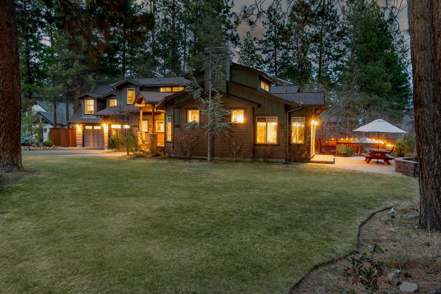 Gorgeous NW Design home nestled on private .40-acre park-like setting right in the heart of Bend's Westside. 1 bed/1 bath separate guest suite & RV parking!! Casual modern design blends harmoniously w/ touches of craftsman architecture, providing charm & character throughout.  Airy open spaces invite the beauty of landscaped yard inside w/ views from nearly every room. Spacious great room featuring soaring ceilings, cozy fireplace w/ bookcase surround, dining area that opens onto one of several paver patios & the cheerful kitchen welcome you home. Multiple private & peaceful spaces, inc. library w/ floor to ceiling bookcases, reading nook, family room, classroom/office w/ built-ins, fireplace & access to outdoor patios. Owner's suite w/ large walk-in closet, bath w/ bubble-jet tub & outdoor balcony overlooking beautiful yard. 4 addtl. guest rooms, one of which overlooks library & makes ideal addtl. office/study. Magical fenced back yard is home to amazing 2-story treehouse in the pines