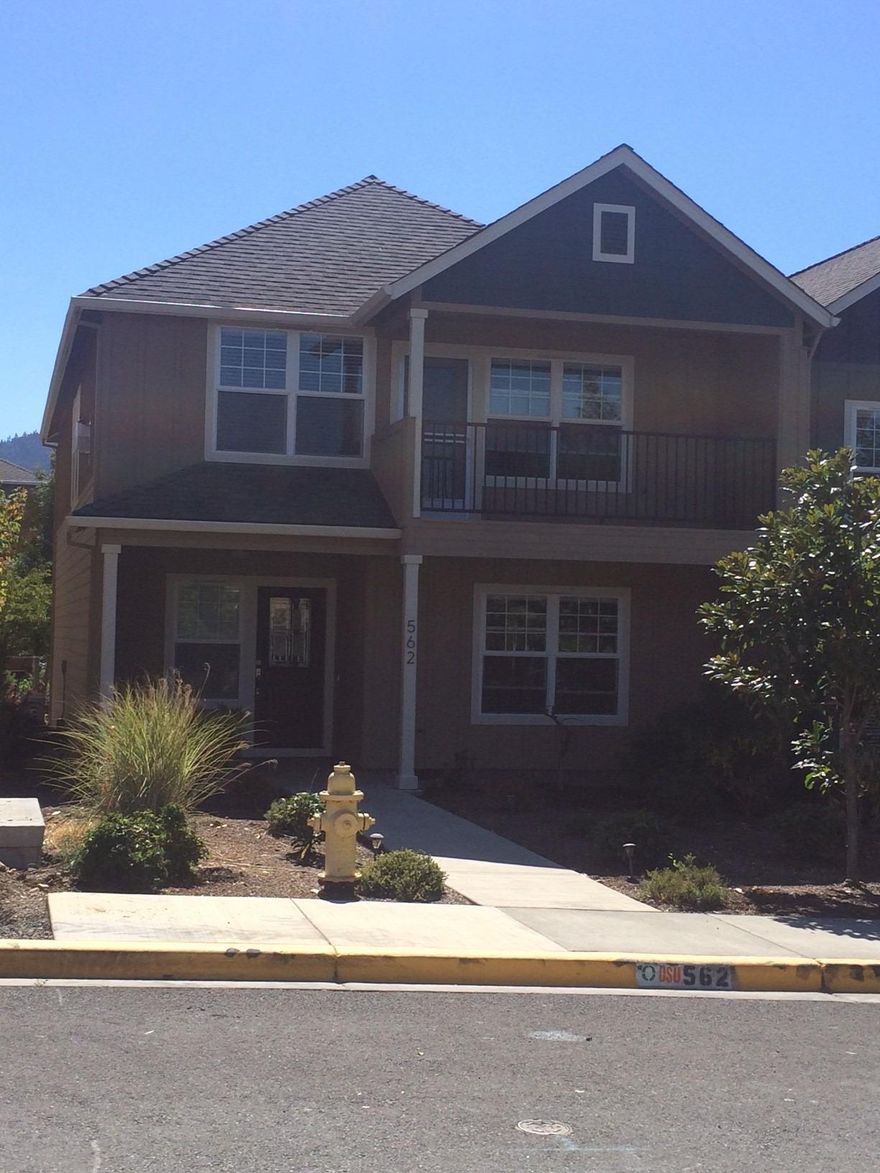 Easy living in this beautiful, spacious townhome in the heart of Ashland. Built in 2012 with energy efficient construction, craftsmanship and materials this home has been impeccably maintained and cared for. Wood and tile floors, granite counter tops, stainless steel appliances, rich wood cabinetry, vaulted ceilings all combine to make warm and elegant living spaces. View deck off living room captures the surrounding mountains. Large 575 sq.ft. oversized two car garage offers plenty of storage area. Nearby city park at the bottom of Fair Oaks. Meadowbrook Park is a mixture of townhomes, single family homes and condominiums and currently the hub of new construction in Ashland.