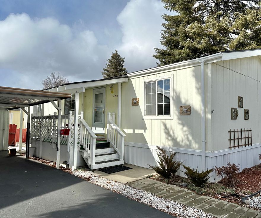 Super cute double wide manufactured in a quiet 55+ park. This home is spacious inside with lots of room to spread out. Fenced yard and two sheds, the back shed is owned by seller and will be included in the sale. The front shed stays but is owned by the park. Newer roof. Space rent is $425.00 month and includes water, sewer and garbage. Financing can be obtained through Rogue Credit Union. Book your showing today!