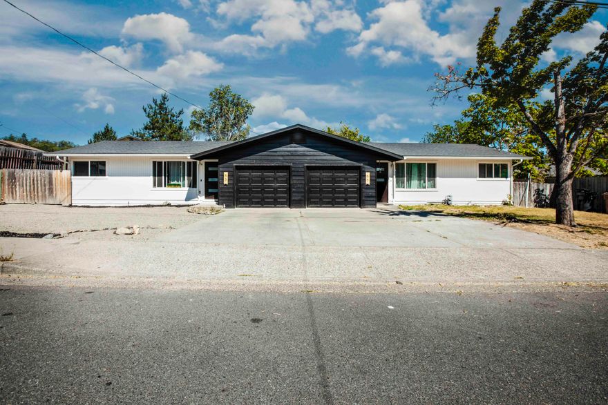 This property is conveniently located near schools and shopping destinations. Each unit includes 2 bedrooms and 1 bathroom, providing comfortable and efficient living spaces, with a total of 1,676 square feet. Both units have been completely remodeled inside and out, with fresh paint, brand-new laminate flooring, new mini-split air conditioning and heating system, ensuring year-round comfort and energy efficiency.  The kitchens include new cabinets and stone countertops. Each unit also includes its own attached 1-car garage. Laundry has been relocated inside each unit from garage(s).
The exterior features a new roof, gutters, vinyl windows, fresh paint, and new doors.
These units are ready for you to start generating income. Whether you're an investor looking for a great rental opportunity or a homeowner wishing to live in one unit while renting the other.