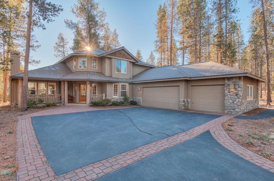 Looking for the perfect home in Sunriver? Look no further! This Lodge-style home with ample natural light pouring in through the large windows is the one you've been searching for. Imagine sitting out in the hot tub, enjoying the snowfall, and taking in the serene surroundings. The spacious deck, bathed in the morning sun, is perfect for relaxing and entertaining. Plus, you'll have the convenience of a gas hook-up for your BBQ. This home has been upgraded with a new roof, new hot tub, new hot water heater, and new interior paint, ensuring a fresh and modern feel. The vaulted primary suite and the fifth bedroom are conveniently located on the main level, providing ease and comfort. With a large three-car garage, there's plenty of space for all your vehicles and storage needs. Located on a lane with only 8 homes, directly across from the Woodlands Golf Course, you'll have the luxury of privacy and beautiful views.