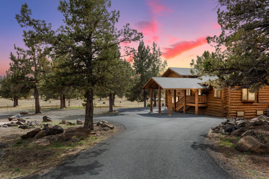 Nestled in the Heart of Tumalo this Secluded Oregon Log Home sits on 8.61 Acres. 5 Acres of Irrigation with Pond, Handline & Irripod Irrigation Lines.  

Fully fenced for Horses with Dry Lot, Shelter and Covered Hay Storage.  

40x48 RV Storage Barn with Full Service 220 Power & Water.  Engineered to Allow 16x48 Addition of Upstairs Office/Art Studio.  

Large open concept main living area with 13 ft vaulted ceilings, great loft area, perfect for office, kids play area, or sitting room.  Many updates including exterior newly refinished & sealed logs, new decks, new front door, new vinyl laminate.  3 Bedrooms (Wardrobe for 3rd bedroom included) and 2 Recently Updated Baths Including New Tile Shower in Master Bathroom.   

Kitchen Island with Seating and Lots of Storage.  

Unfinished Basement around 800 sq ft.  

New Well Pump & Pressure Tank.  Septic has been Pumped & Inspected.  

Incredible, Move-in Ready, Central Oregon Acreage!