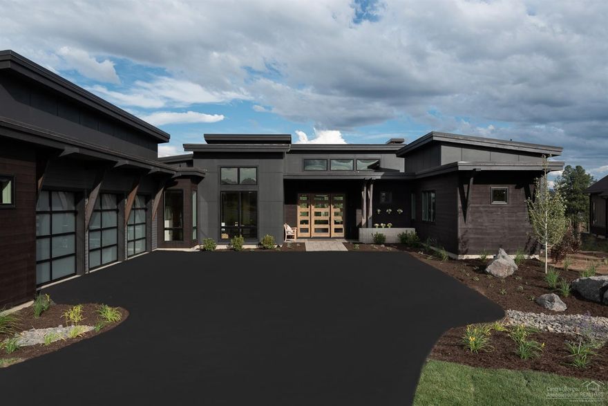Modern, single level home in Tartan Druim. Open 3,480 sf floor plan w/vaulted ceilings, 3 bedrooms, 3.5 baths, study, 3 car garage & spectacular golf course views. Luxuriously finished w/solid surfaces, woods, custom cabinetry & high end appliances. Set in Tetherow & bordering the Deschutes National Forest, Tartan Druim offers direct access to Phil's Trail & is conveniently located on Bend's West side. The neighborhood park, Tartan Place, features 3 acres of grass, bocce ball courts, firepit, and more.