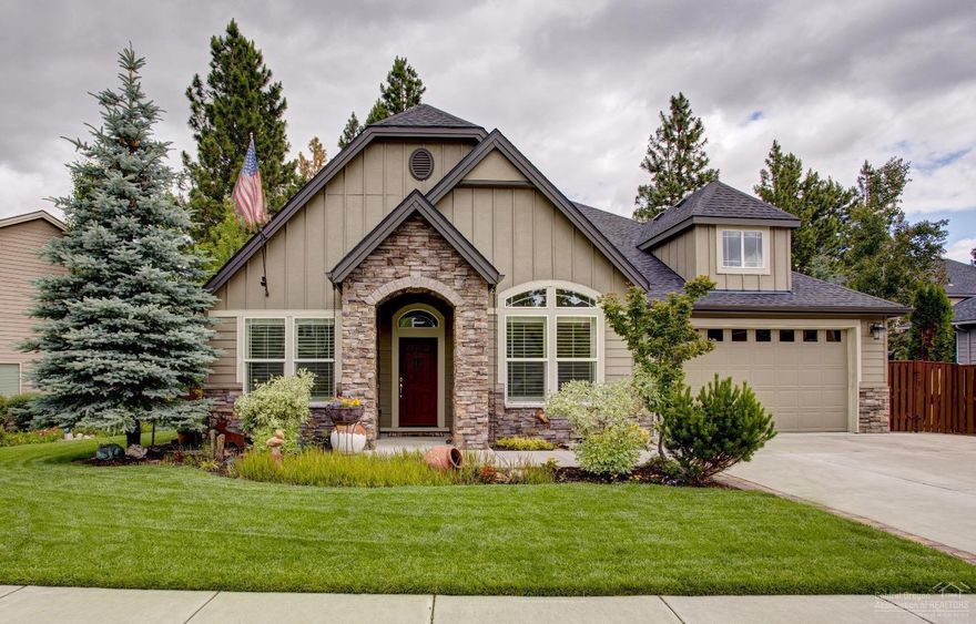 This stunning single level home sits on one of the largest lots (.23 acres) in the desirable River Canyon Estates in SW Bend. The home backs to The Pit as neighbors call it - a large open green space. The home features 3 bedrooms, 2.5 bathrooms, and a den (large enough to be a 4th bedroom w/o closet. There is tons of natural light and tall, vaulted ceilings making the home feel larger than the 2420 square feet. The pride of ownership really shows in this home. Sellers have upgraded/updated the exterior paint, 75 gallon hot water heater, new dishwasher, lighting, ceiling fans, and much more. The backyard is great for entertaining with lots of deck space, a gas fire pit, exterior lighting, gas line for BBQ, outdoor speakers and overlooking the greenspace. River Canyon Estates features a community pool w/kiddie pool, tennis court, gym, clubhouse and is situated near two city parks and just a short drive to the Old Mill, parkway access, shops and restaurants.