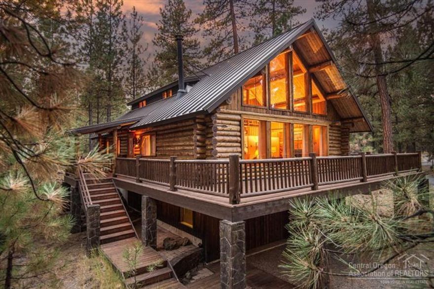 Rare and timeless custom-built log home on large double lot in the Rock Ridge section of Black Butte Ranch Resort. Original owners, has never been rented. 3 bedroom, 3 bath home. Great room with vaulted ceilings. Spa/soaker tub in master bath. Many lovely touches: kitchen cabinets are knotty pine w/vintage insulator knobs & custom punched-tin cabinet fronts. Wrap-around deck and balcony. 2-car garage has space for shop or recreational equipment. Close to South Meadow pool and tennis courts.