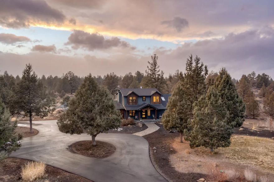 Within minutes of downtown Tumalo and close to Bend this NW modern farmhouse design & fully renovated home on 9+ acres has exceptional functionality. The bright airy great room showcases wide planked floors, exposed beams, chef's kitchen w/sleek white oak cabinetry, high-end appliances & quartzite countertops. Expansive windows look out over the paver patio & covered dining space. The main-level primary suite is a serene sanctuary w/ skylights & spa-inspired shower. Upstairs guest rooms offer privacy, stylish finishes & peek-a-boo Cascade Mtn views. 2 additional private guest suites each feature their own bath, complemented by a versatile bonus flex room. Extraordinary outdoor amenities elevate the lifestyle experience, including a heated rv garage, sauna, outdoor cool shower, 9-hole disc golf course, greenhouse & lavender fields. This property is currently being used as a rental investment retreat & is ideal for a primary residence for anyone looking for a turnkey acreage experience.