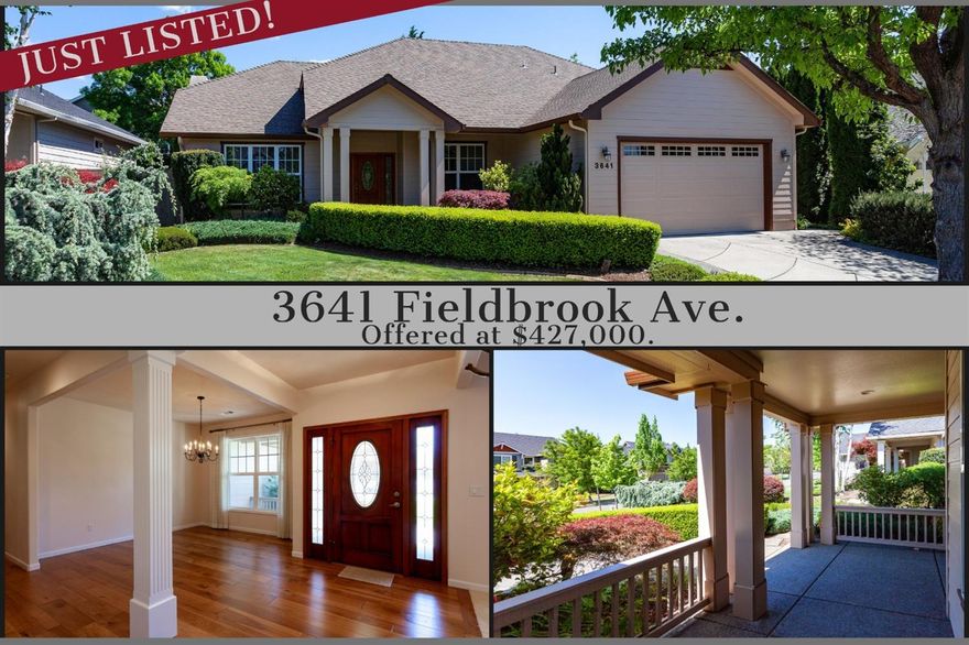 Single level, 2,056' sqft cust. home by Mahar Homes. Well maintained 3 bdrm, 2 bath light/bright floor plan w/spacious/open formal/informal dining areas, living rm. w/built-ins, & vaulted family rm. w/gas fireplace. Conveniently located in desirable Summerfield Sub. near area shopping, medical, Country Club, & Roxy Ann Winery. Recently updated w/new wide plank hrdwd flooring thru-out main liv. areas. Custom hardwood kitchen w/rich granite counter tops, quality appliances, built-in pantry & work station. Generous vaulted master w/lrg. walk-in, double vanity, private water closet, & granite counters. Guest bedrms & bathrm are spacious w/access to built-in storage. Utility rm. offers plenty of storage & leads to a fin. 2 car garage w/built-in storage, utility sink, & work bench. Delightful landscaping & a covered front porch welcome you to this beautiful move-in ready home. Relax or entertain on the lrg. covered patio w/water feature looking at a private park-like backyard.