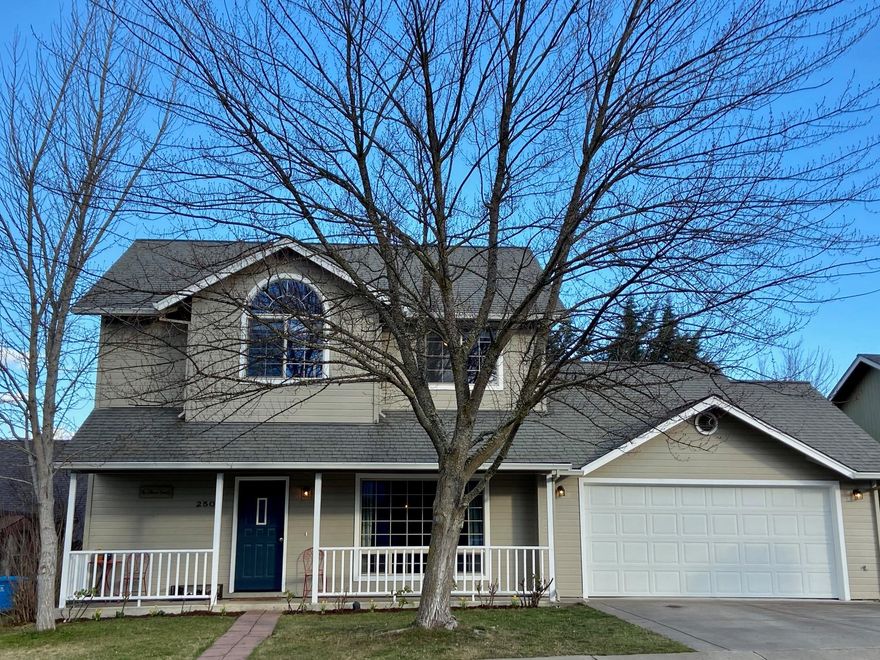 Nicely maintained home located in a wonderful neighborhood near downtown Talent and just a few minute drive to Ashland. Newer paint and laminate flooring throughout. This house is a must see! The sweet covered front porch invites you into the home. The main level consists of the living room with large picture window, formal dining room, kitchen, laundry room, and half bathroom. The home is light and bright! Vaulted ceilings upstairs. Large, flat, fully fenced backyard with lots of room for gardening, entertaining!