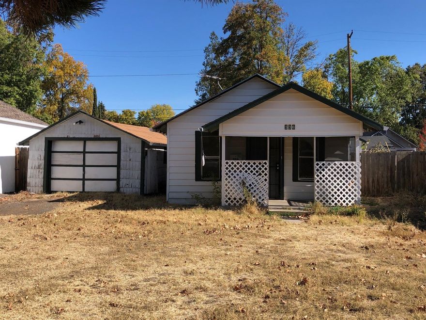 Cash only, home will not finance. 2 bedroom, 1 bath on a .11 acre lot in a nice E Medford location close to all city services. Lot is eligible for an ADU, manufactured home or other possibilities. Single car detached garage. Home is being sold as is. Listing Agent is related to seller.