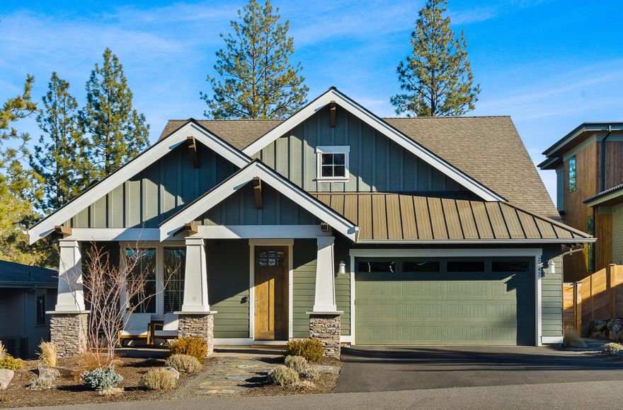 Nestled at the heart of Bend's westside—where Northwest Crossing, Awbrey Butte, and Shevlin Park meet—this 2022 built craftsman home blends timeless design and modern amenities.
The open floor plan is filled with natural light, showcasing a great room with exposed beams that flows into a chef's kitchen with a large island, quartz counters, Jenair appliances, and a well-equipped pantry, perfect for entertaining. The main level offers a serene primary suite and private office ideal for remote work. Upstairs, two bedrooms, a full bath and bonus room provide space for relaxation.The home also includes a 1-bed, 1-bath 528 sq ft ADU with kitchen and laundry for guests, multi-gen living, or as an excellent 2500/month projected rental. The beautifully landscaped backyard features a wood-burning fire pit area, a sitting area and a large covered deck with surround sound and recessed lighting for year-round enjoyment. Close to Discovery Park, schools, trails, restaurants, this home has it all.
